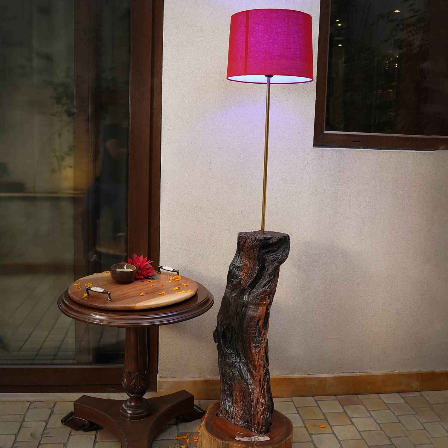 Rustic Wood slice floor Lamp (Sheesham Wood)