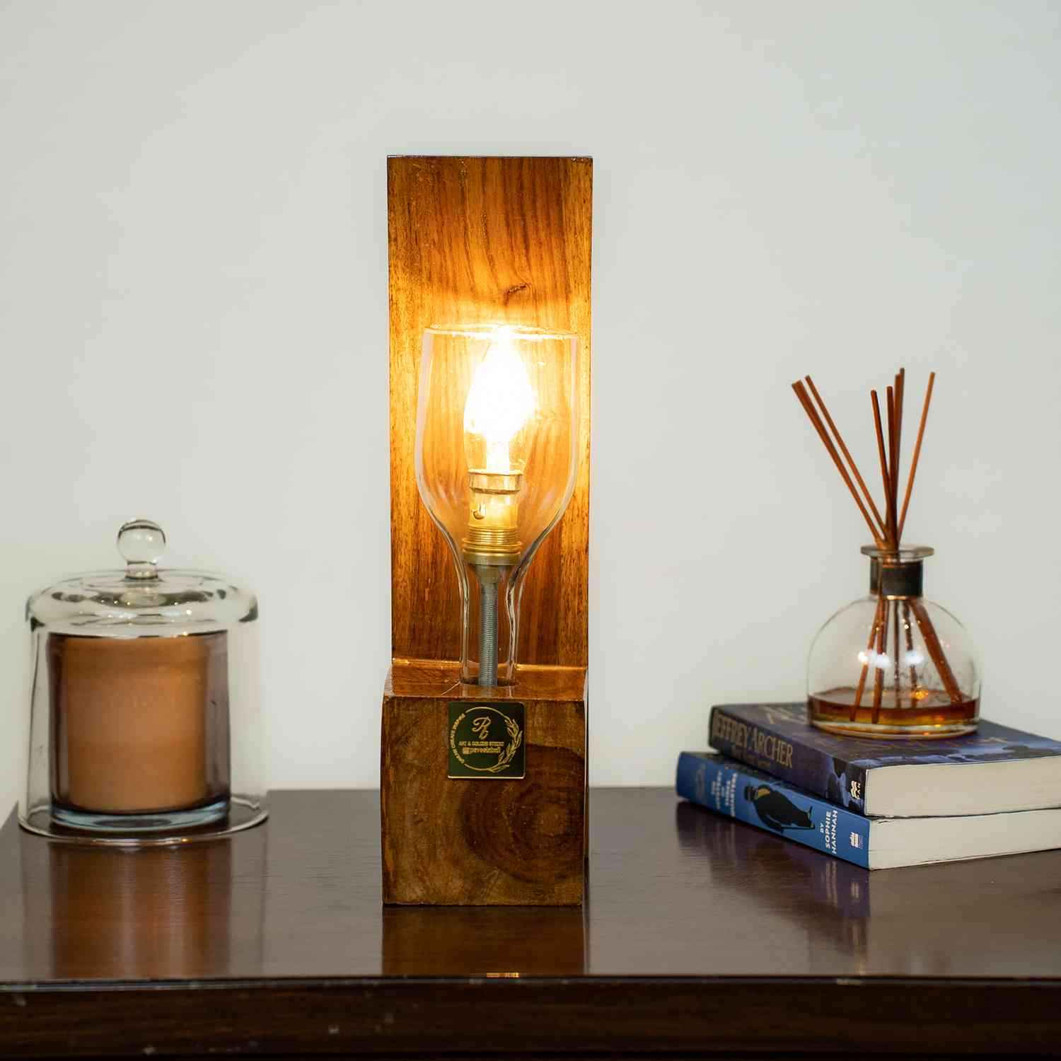 Wood Base Solid Table Lamp