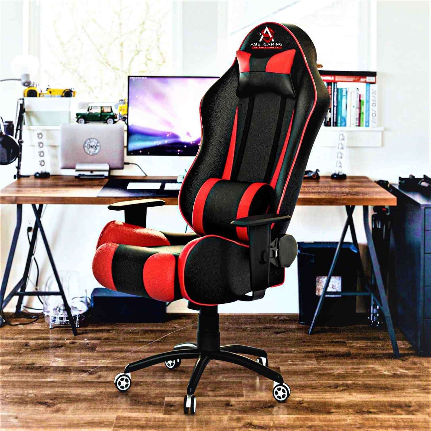 ASE Gaming Rage Series Gaming Chair with 180 Degree Recline (White & Black)