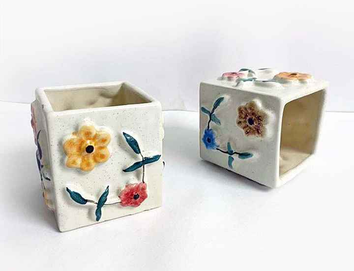 Himalayan Floral Motif Ceramic Planter
