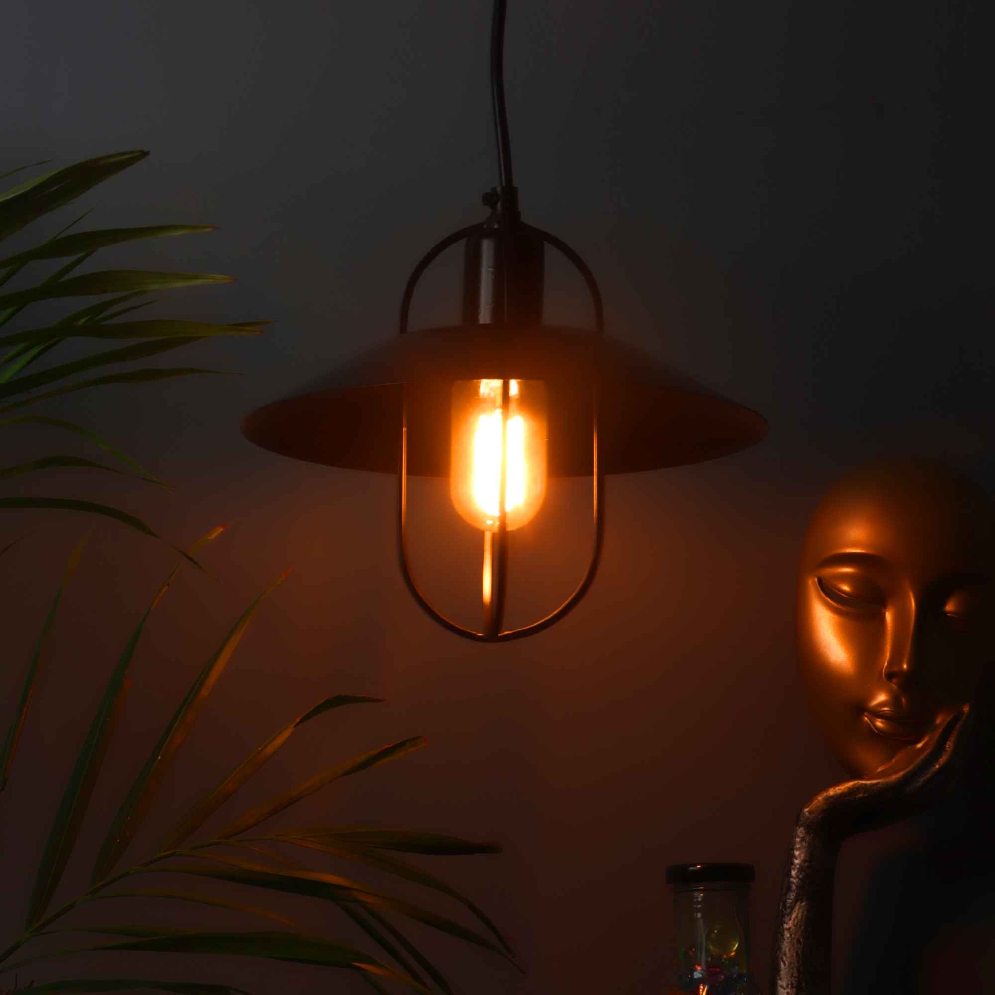 Vintage Industrial Black Metal Single Hanging Light
