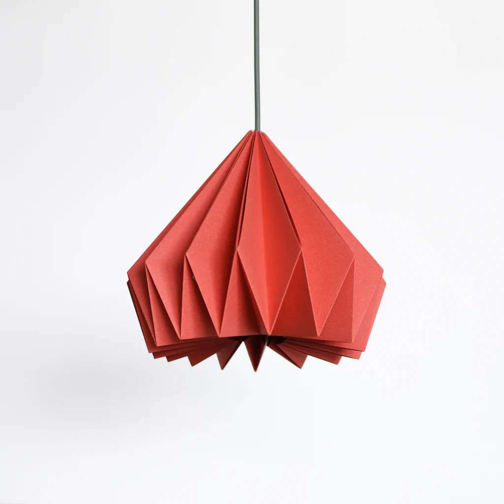 Red Paper Origami Lamp Shade; Vanilla Bliss Dual Pack