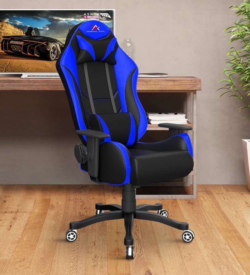 ASE Gaming Rage Series Gaming Chair with 180 Degree Recline (Blue & Black)