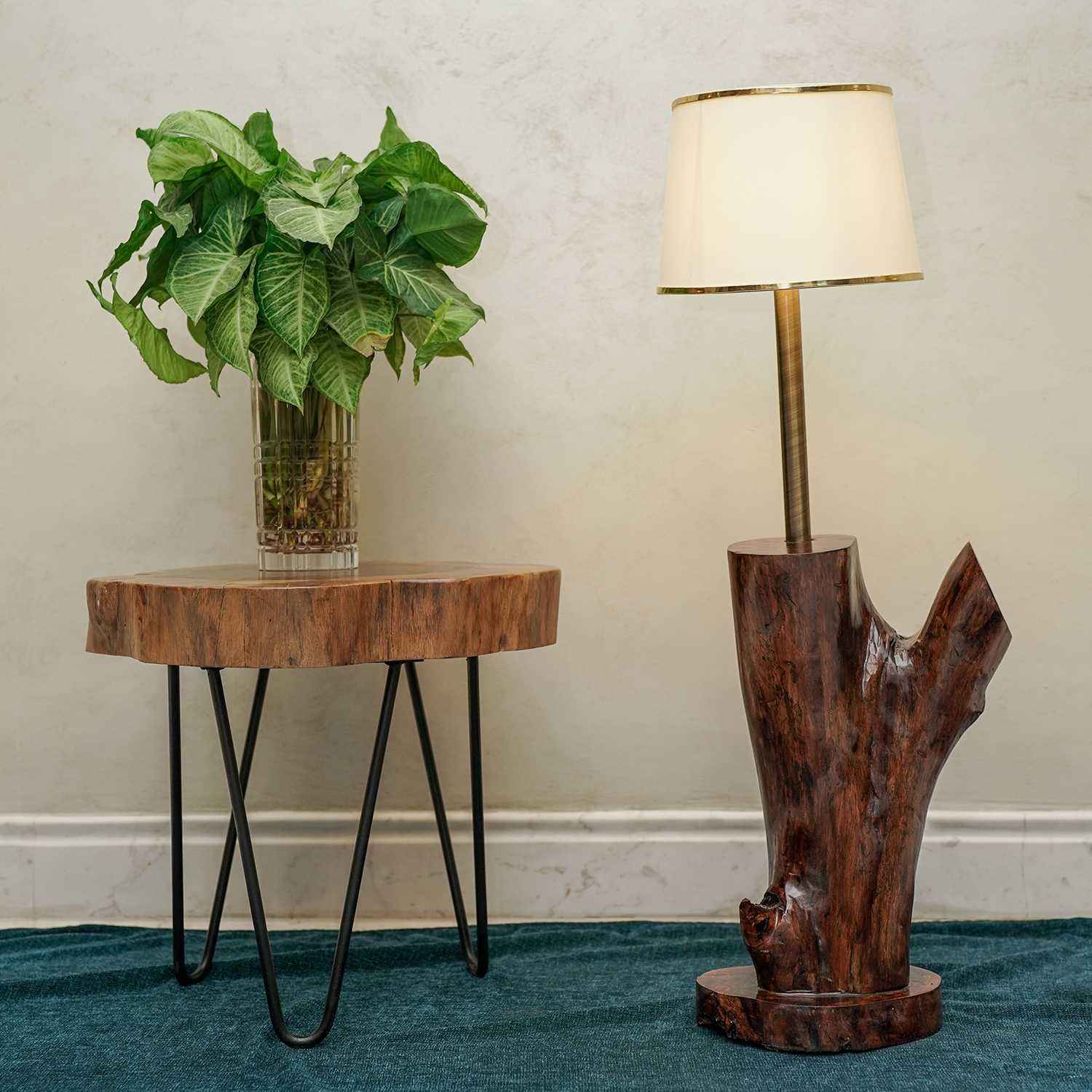 Rustic Wood slice floor Lamp (Sheesham Wood)