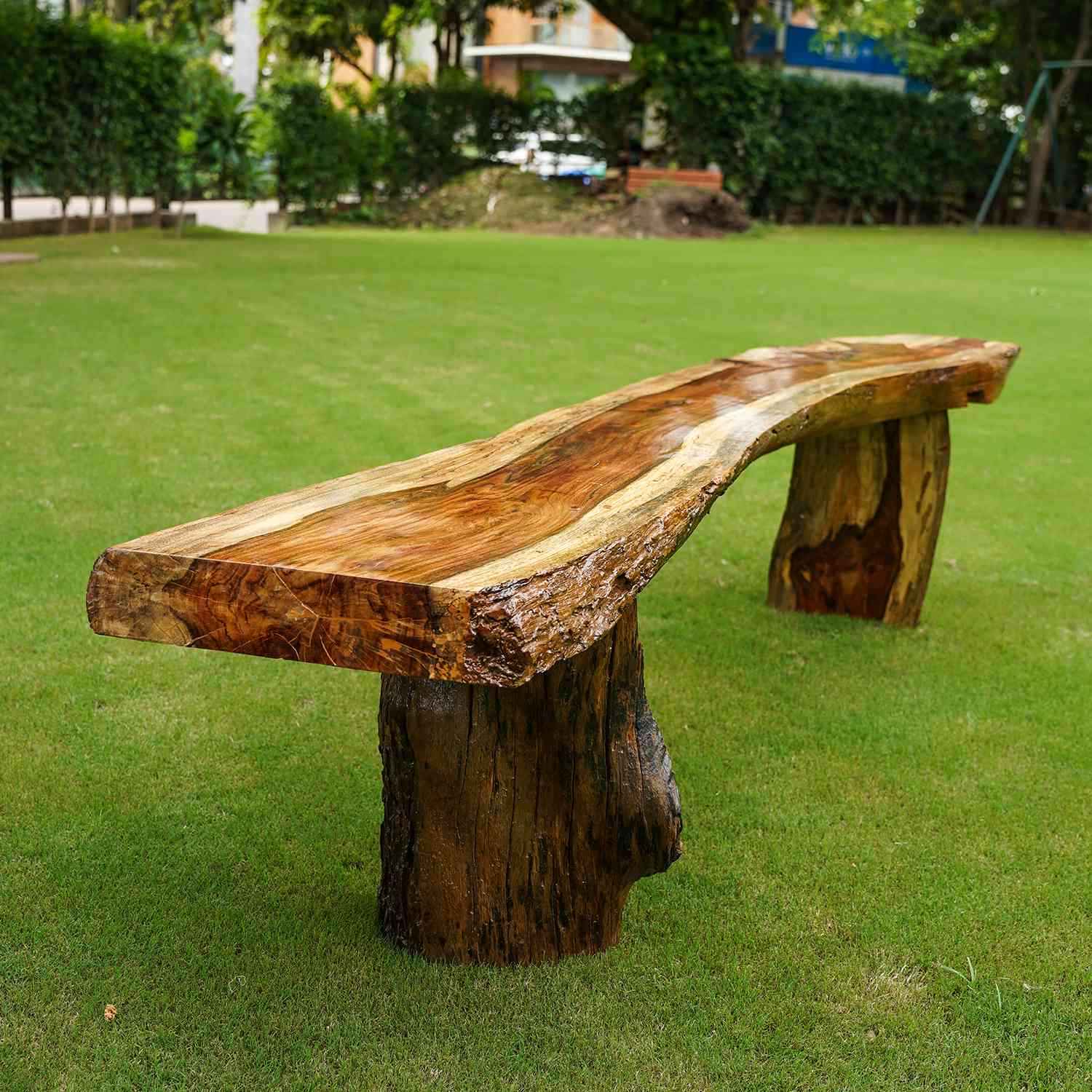 Handmade Retro Wood Log Bench For Sitting And Decor