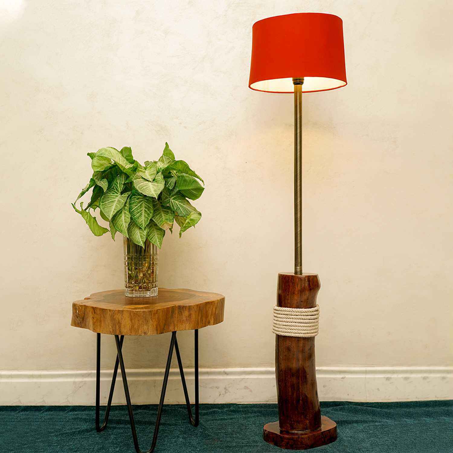 Rustic Wood slice floor Lamp (Sheesham Wood)