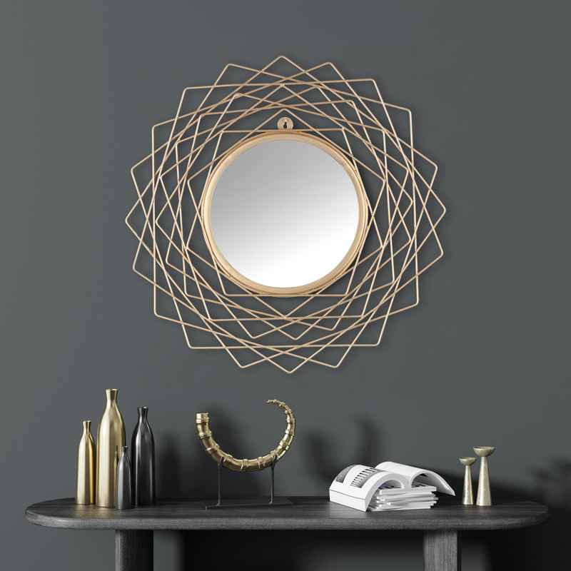 Golden Round Wall Mirror