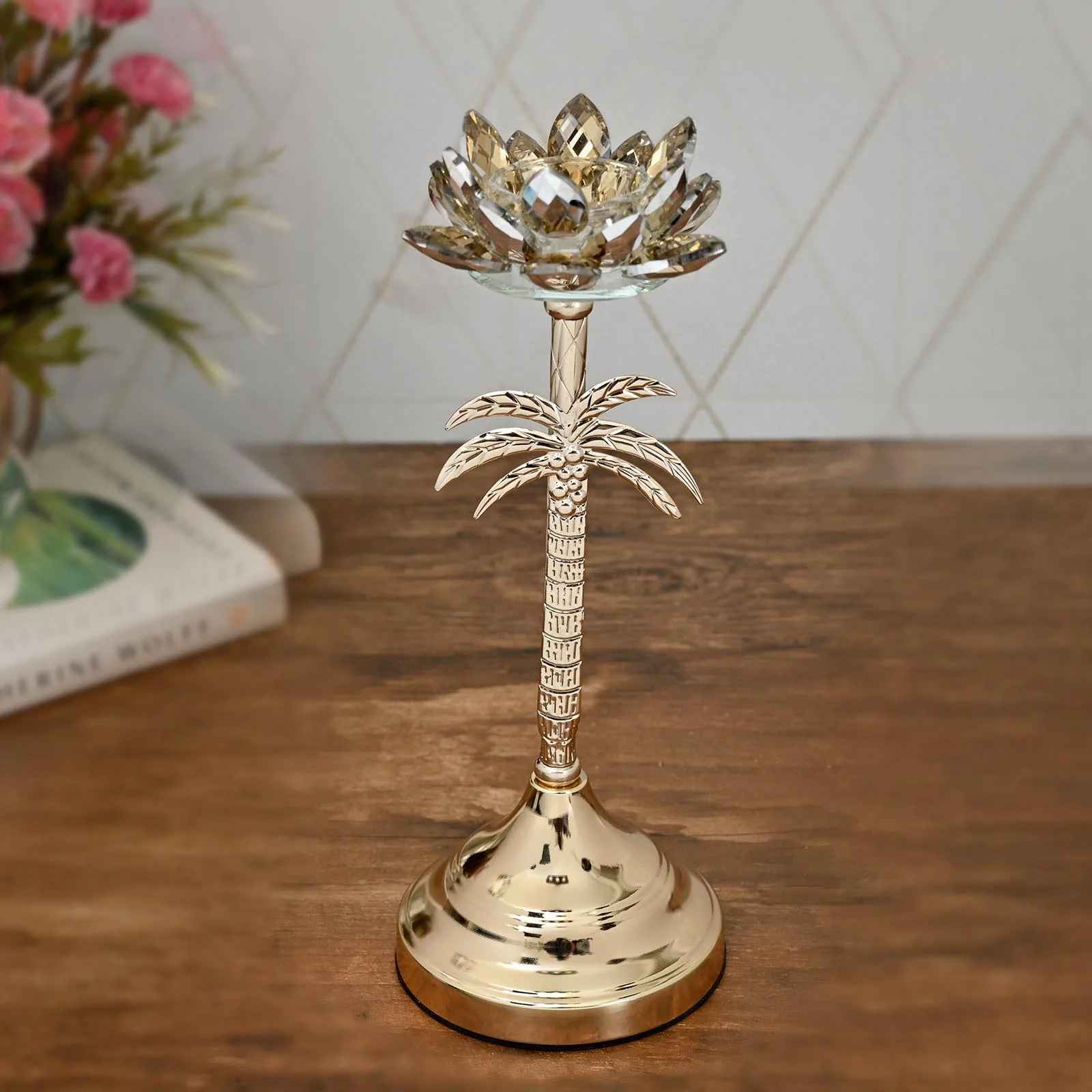 Palm Tree - Crystal Candle Holder
