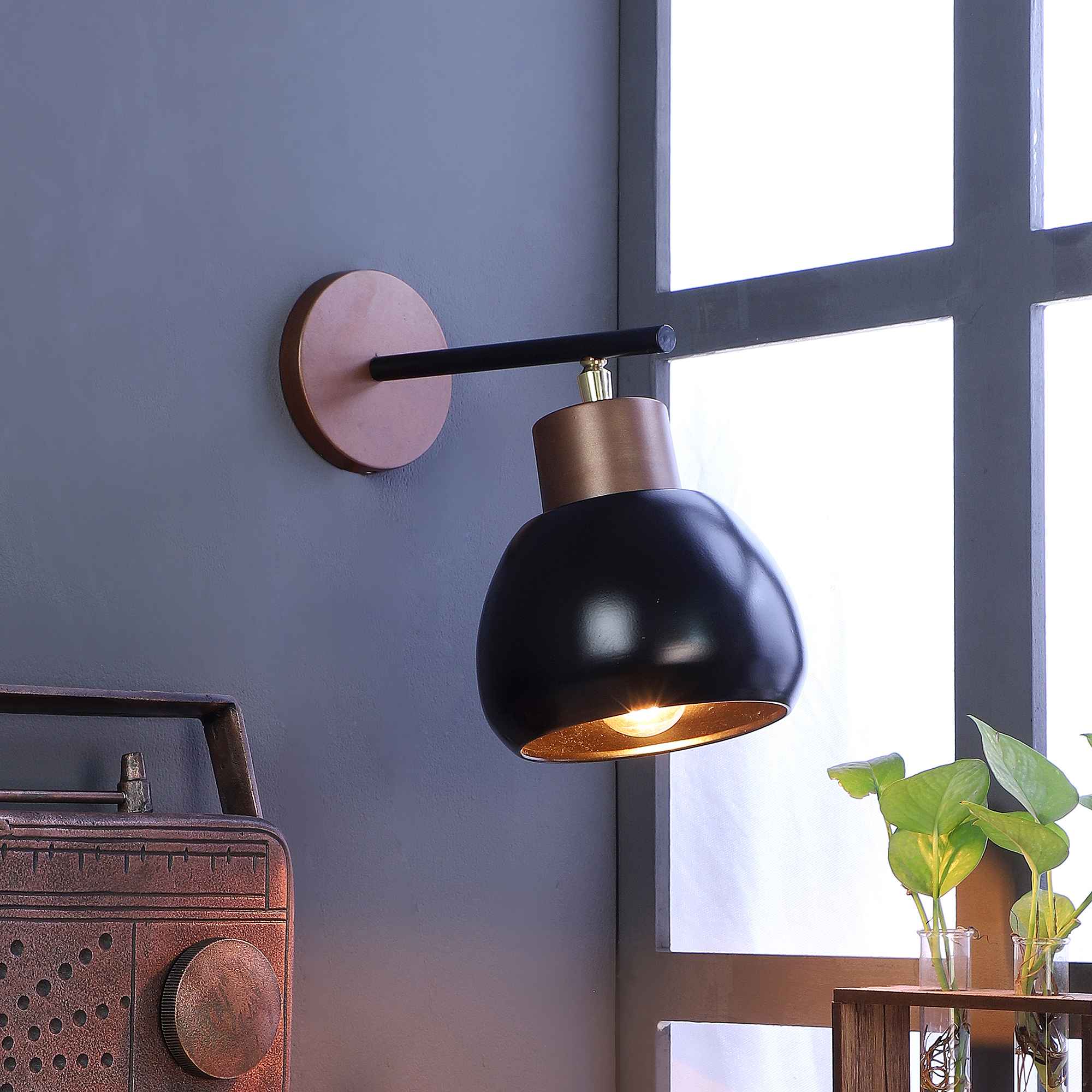 Vintage Industrial Black Metal Single Hanging Light
