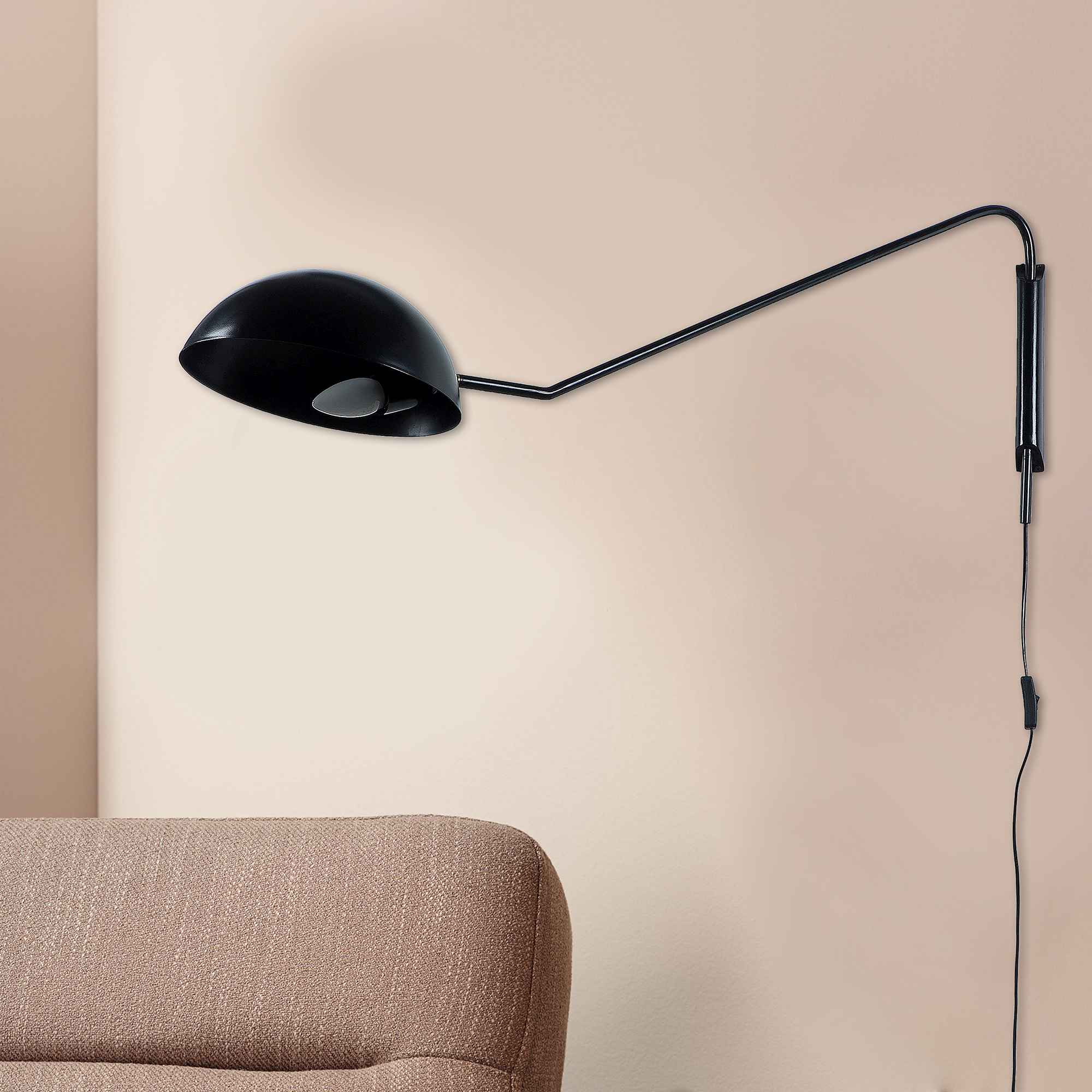 Swiveling Black Metal Wall Light