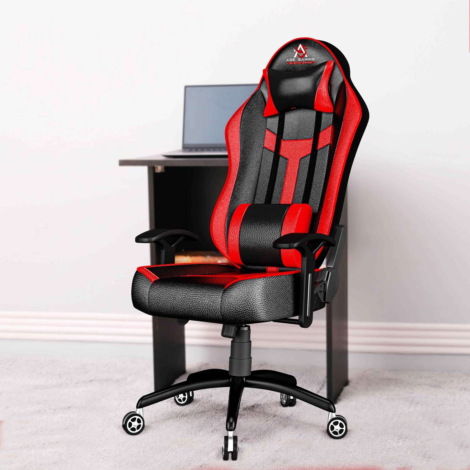 ASE Gaming Rage Series Gaming Chair with 180 Degree Recline (White & Black)