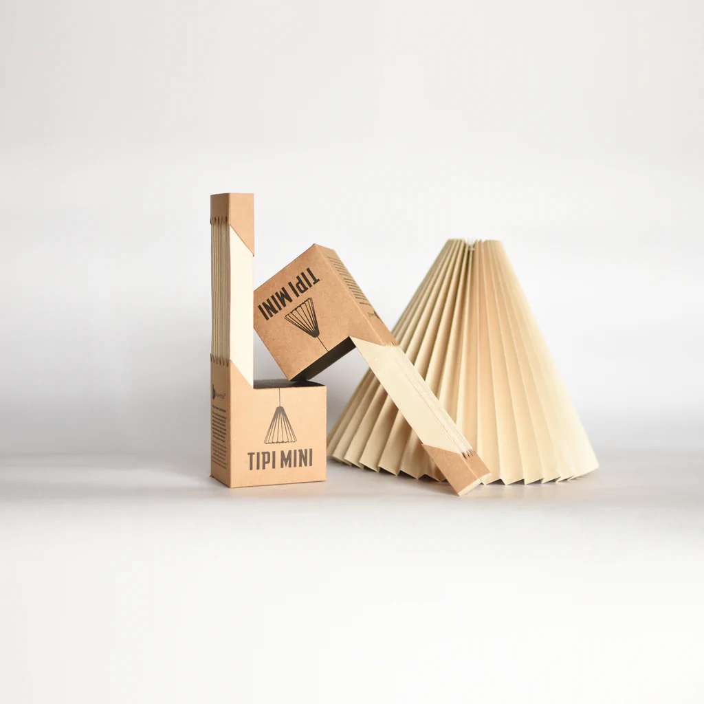 Beige Paper Origami Lampshade; Tipi Mini Dual Pack