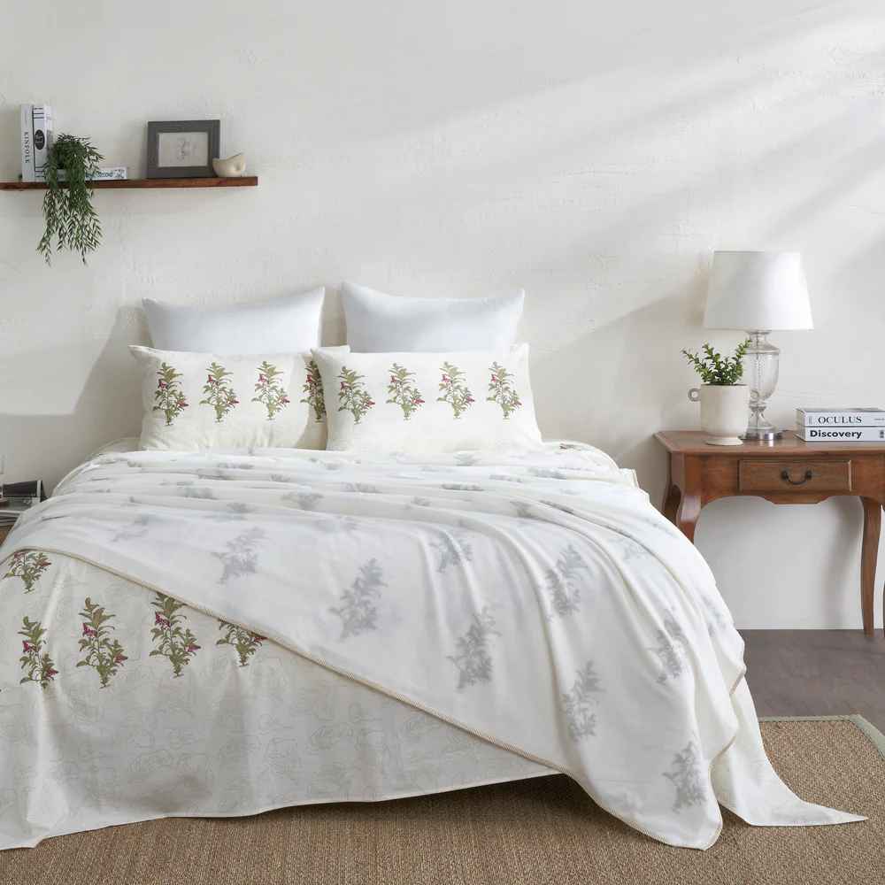 Euphorbia Block Printed Bedsheet Set