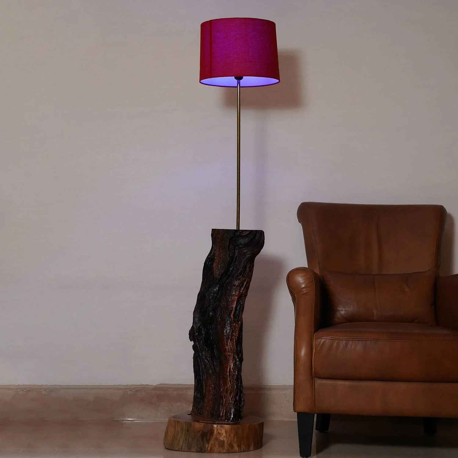 Rustic Wood slice floor Lamp (Sheesham Wood)