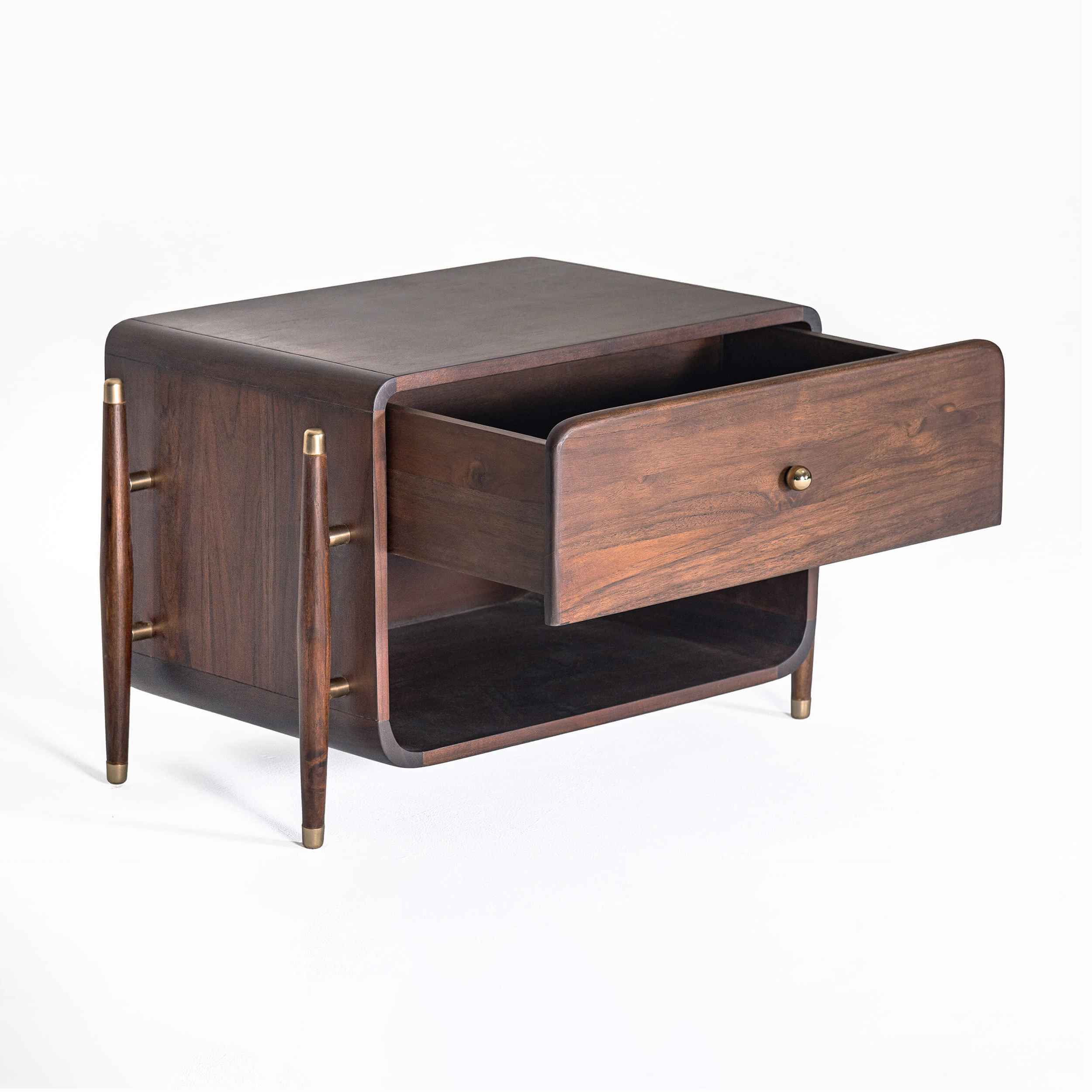 Modernist Wood & Lacquer Nightstand – Winter Wood
