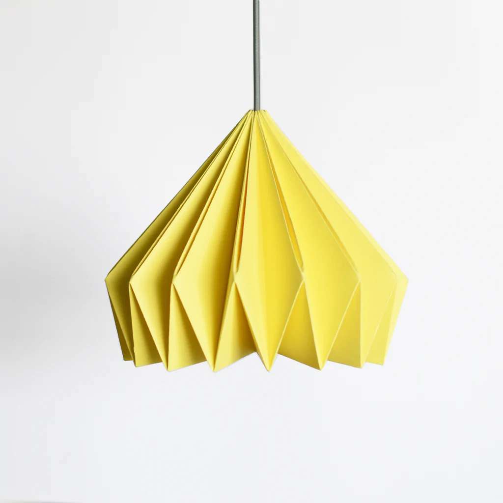 Yellow Paper Origami Lamp Shade; Vanilla Bliss Dual Pack