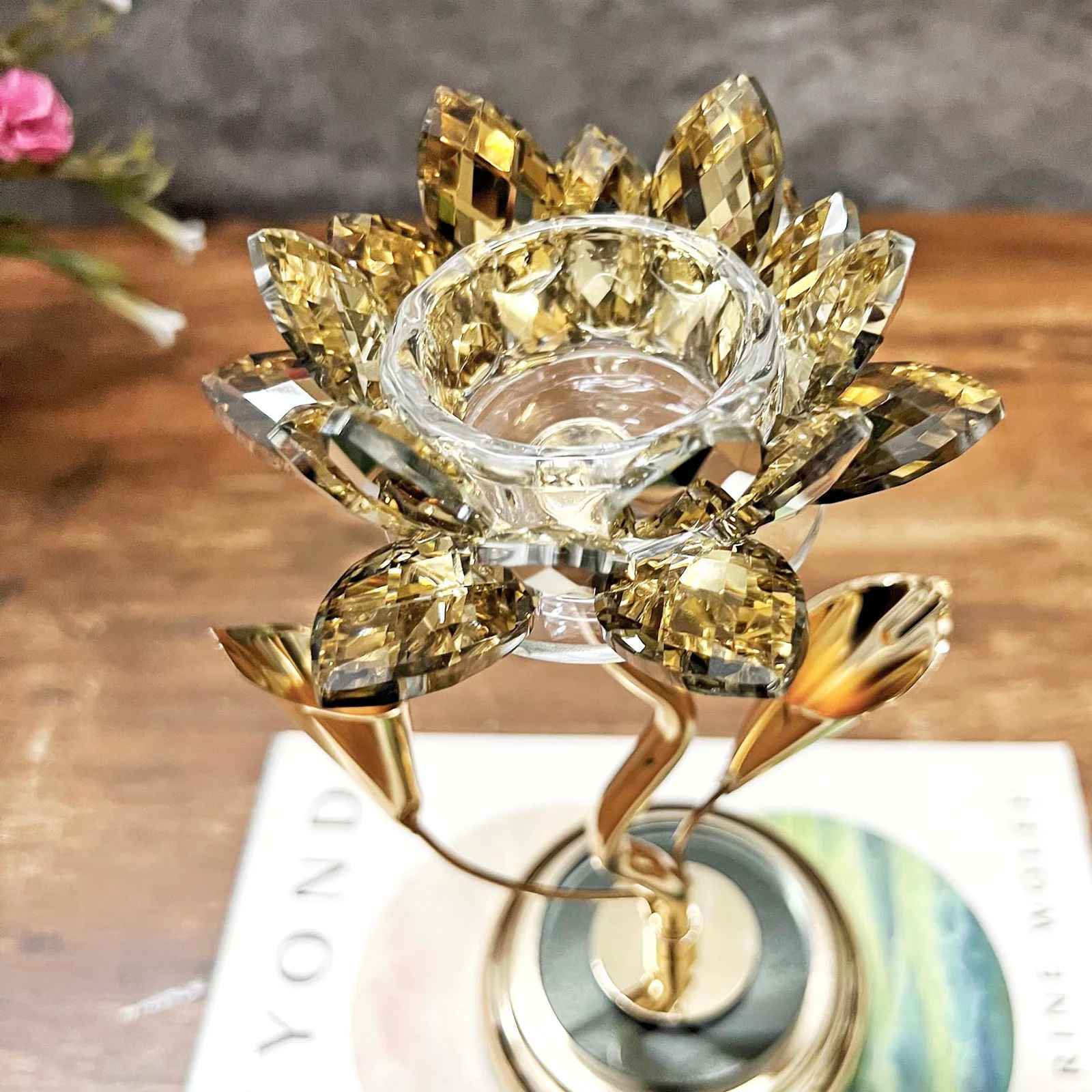 Crystal Lotus Flower Candle Holder