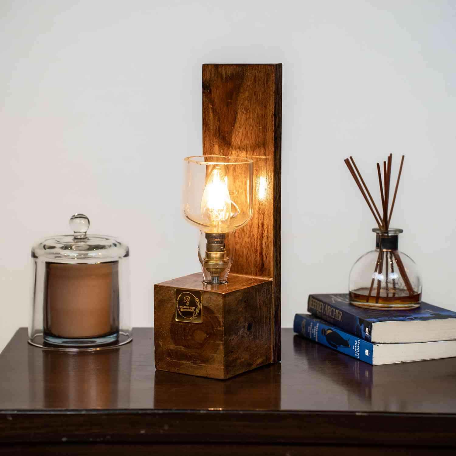 Wood Base Solid Table Lamp