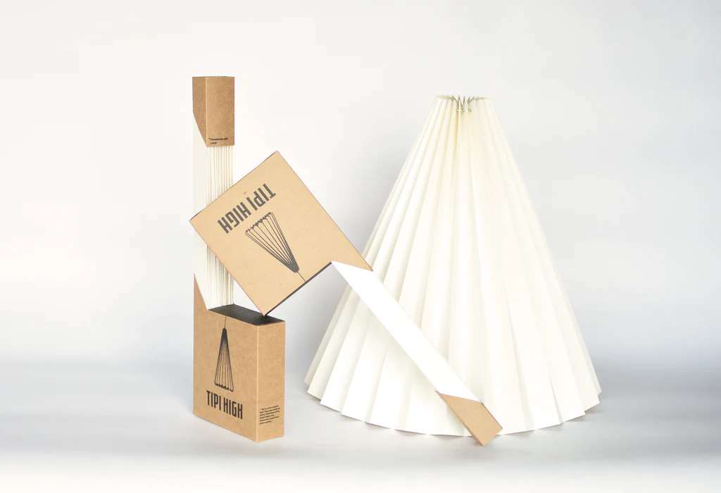 Beige Paper Origami Lampshade; Tipi Mini Single Pack