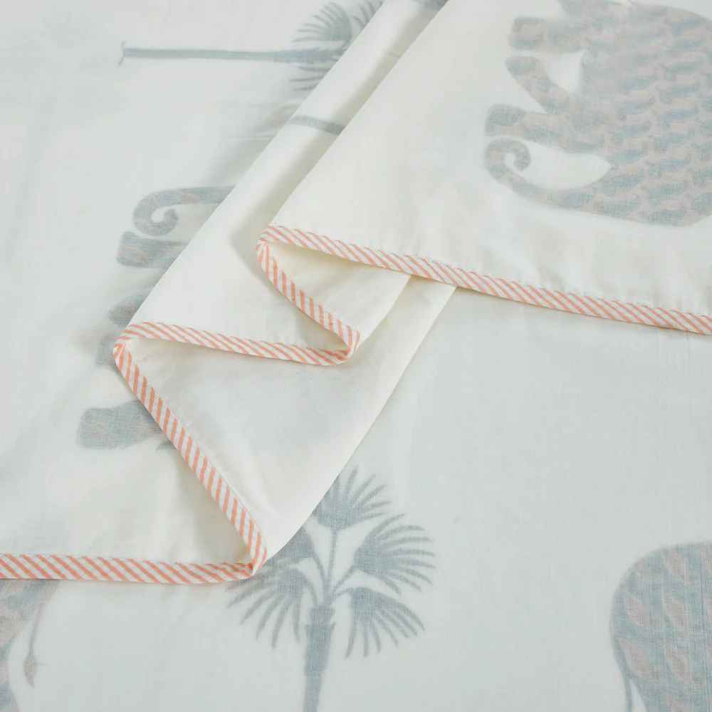 Elephant Block Printed Bedsheet Set