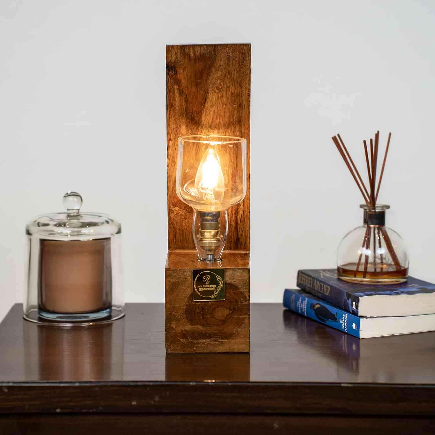 Wood Base Solid Table Lamp