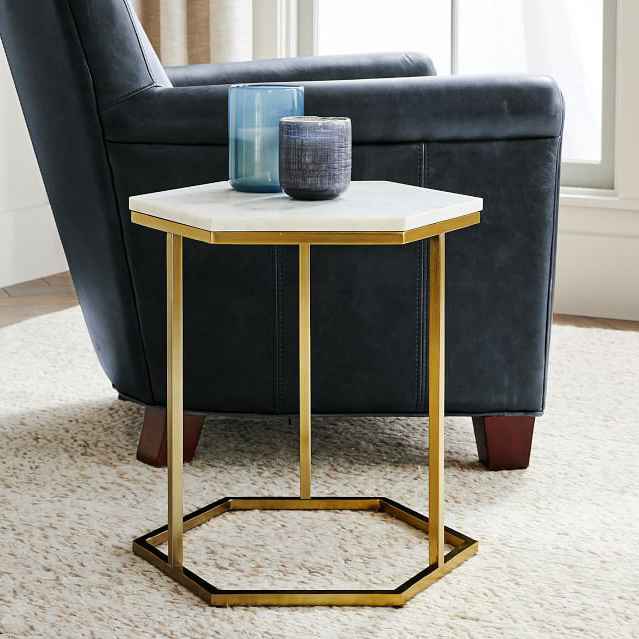 Hexagonal Marble End Table