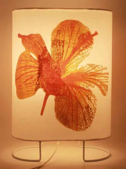 Orange Hibiscus Oval Table Lamp