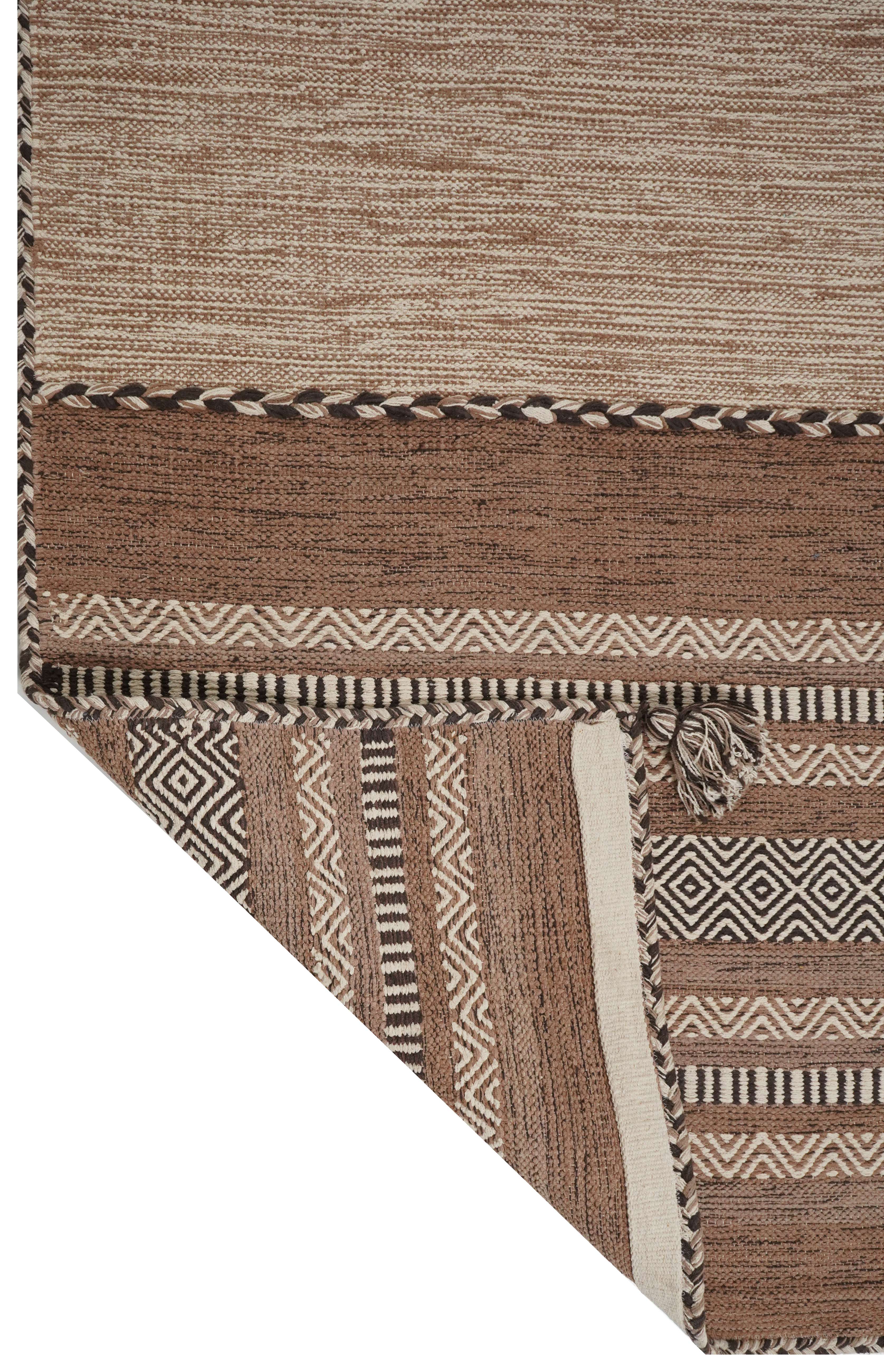 CREAM & BROWN SPIDER WEAVE RUG