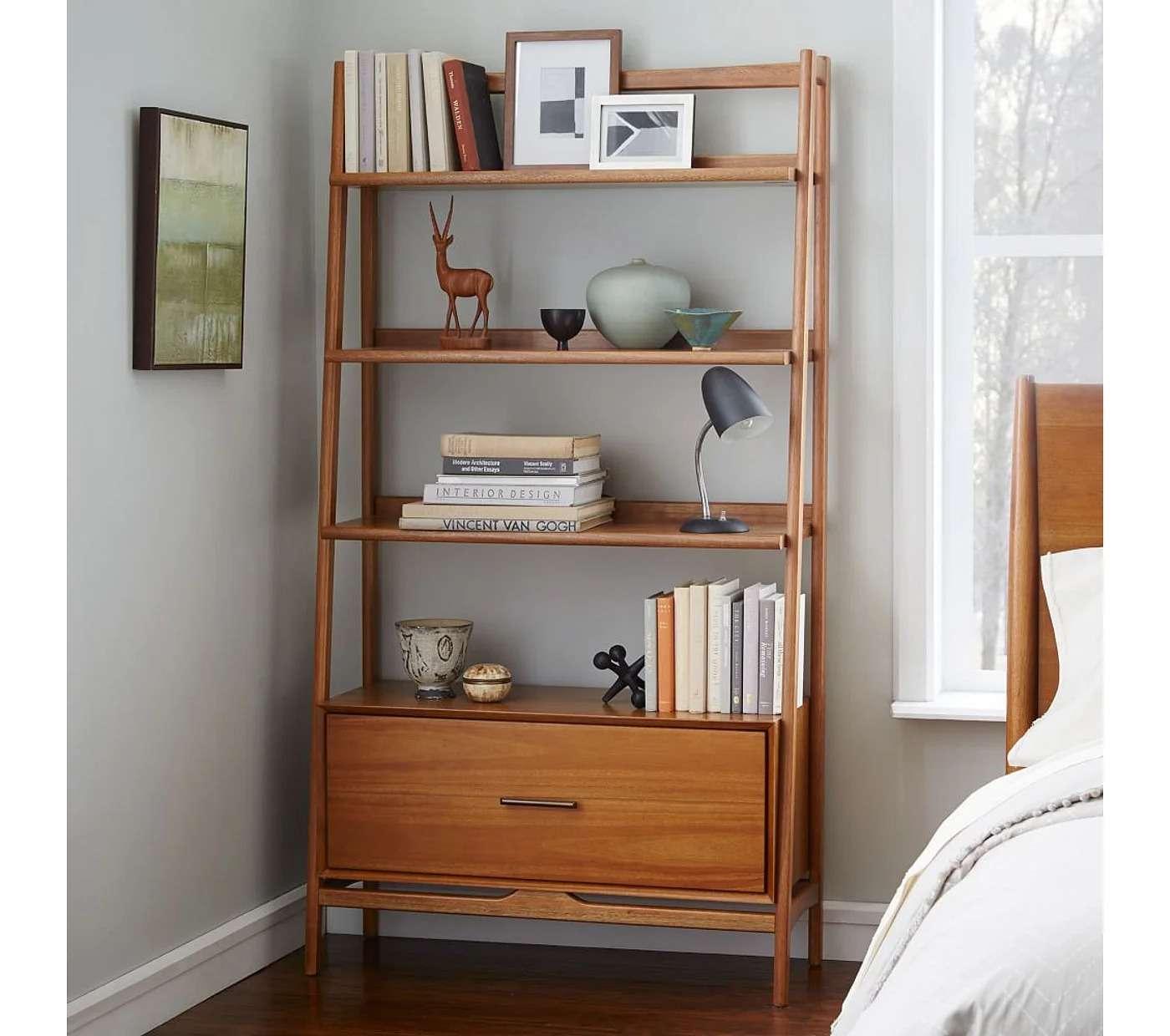 Algary Solid Wood Bookshelf Cool Walnut (42″)