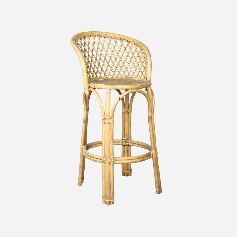 Coastal Comfort Rattan Barstool