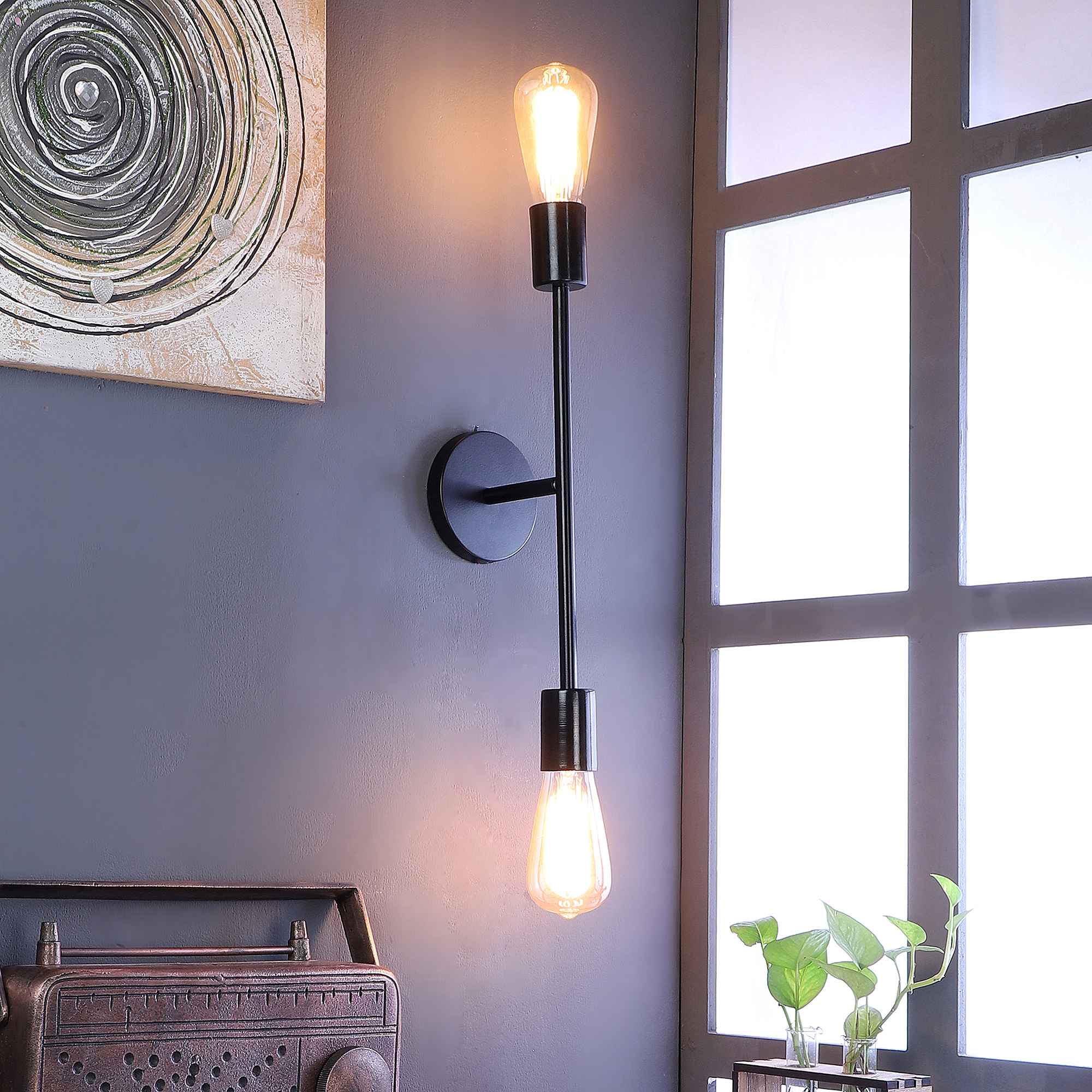 Vintage Industrial Black Metal Single Hanging Light