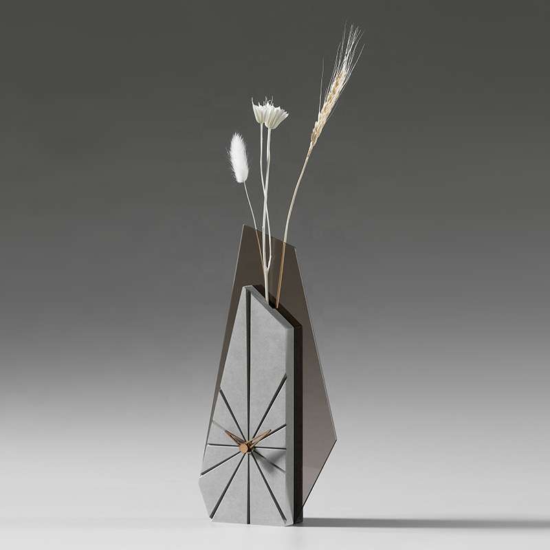 Geometry Wood Table Clock Silver