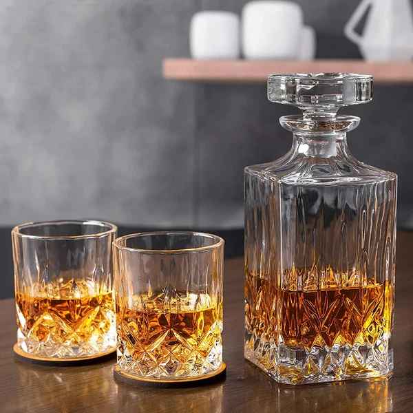 Luxury Square Rock Crystal Decanter Set