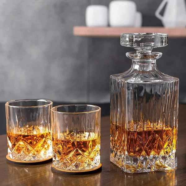 Diamond Whiskey Crystal Decanter Set With Glasses