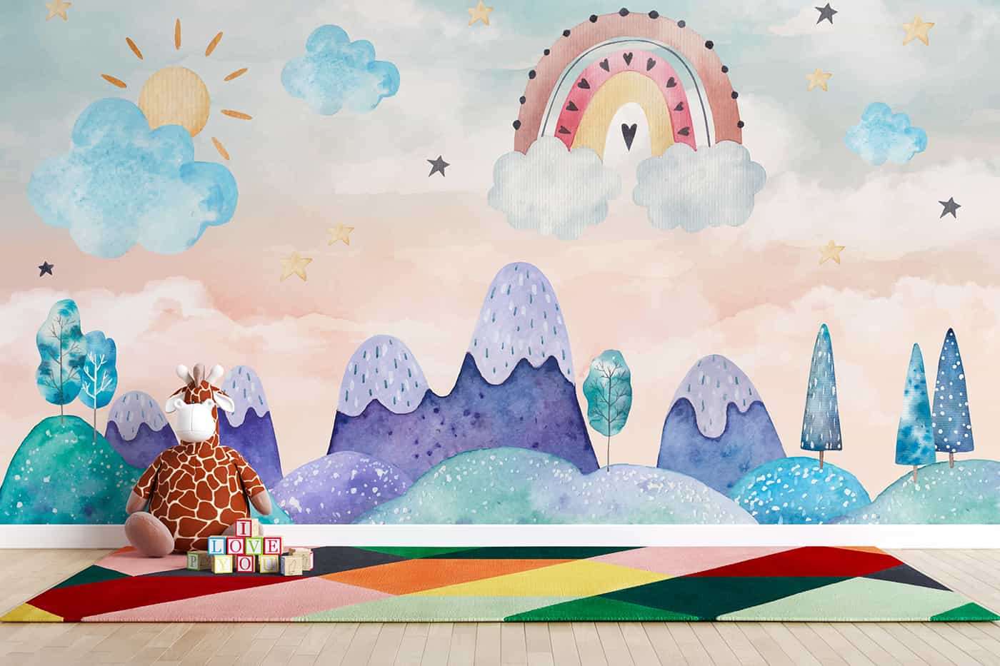 Pastle Mountains and Hot Air Baloons