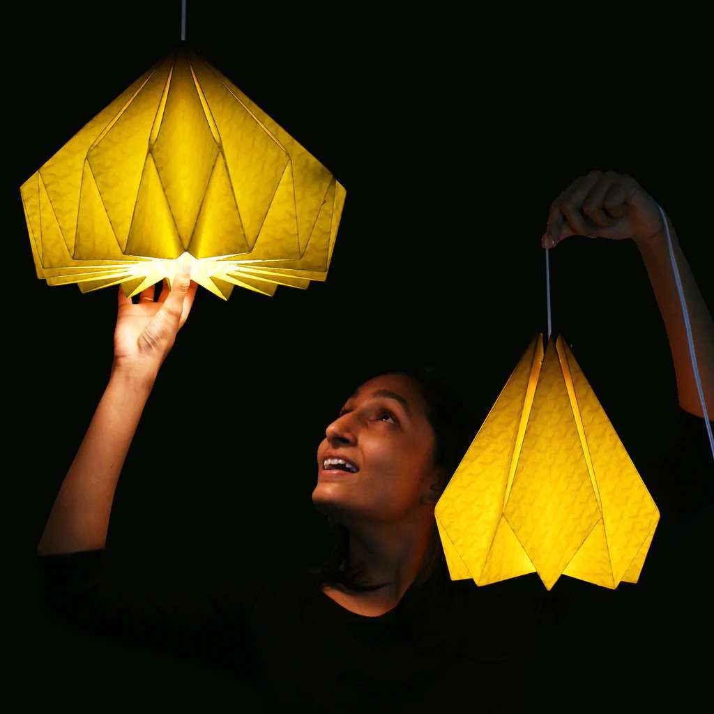 Yellow Paper Origami Lamp Shade; Vanilla Bliss Single Pack