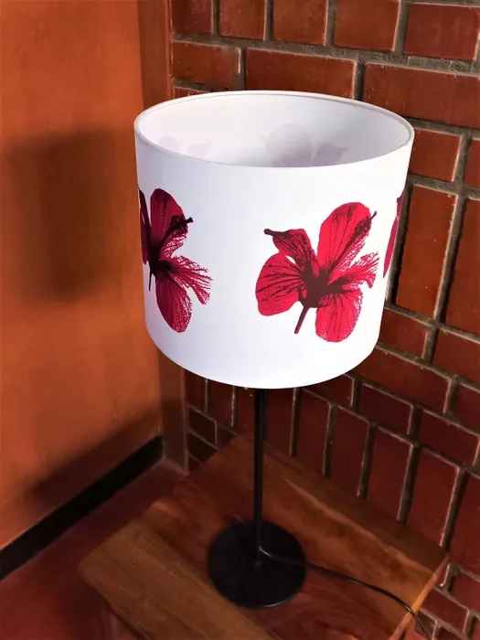 Orange Hibiscus Oval Table Lamp