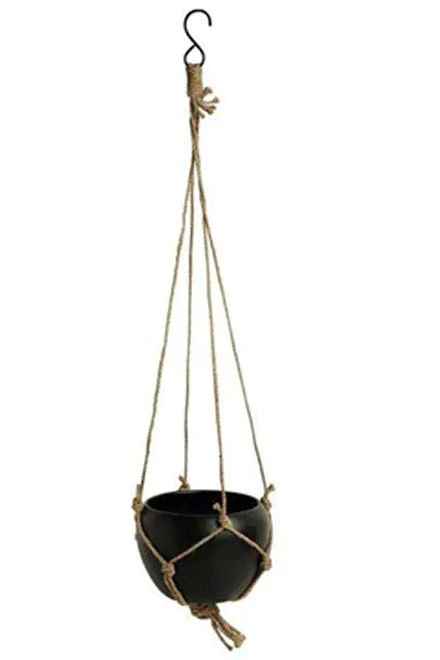 Metal Hanging Planter with Jute Rope