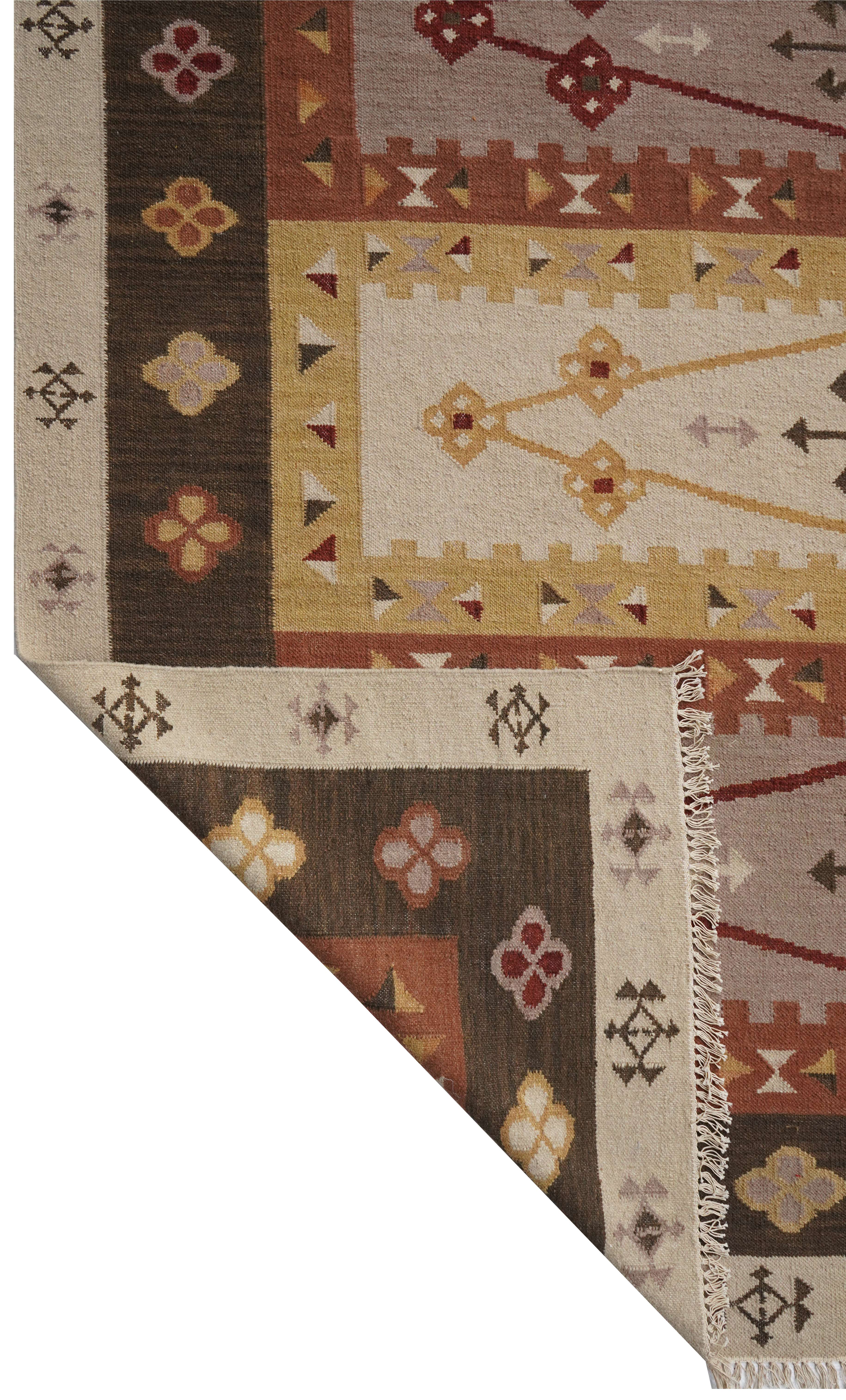 CREAM & BROWN SPIDER WEAVE RUG