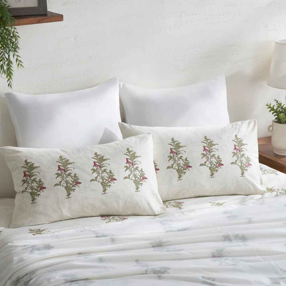 Euphorbia Block Printed Bedsheet Set