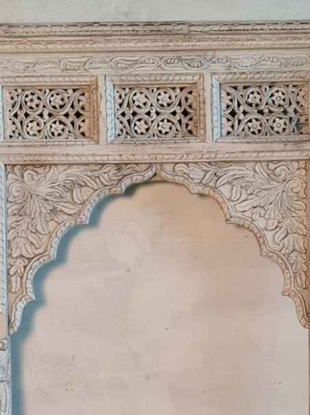 The Vasu Carved Rustic White Armoire