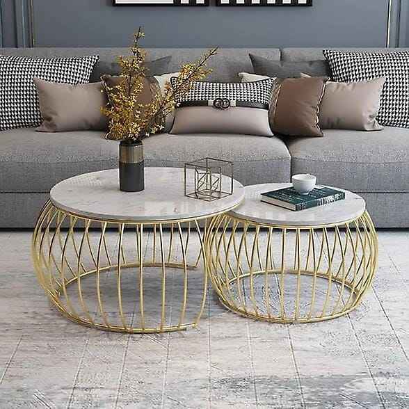 Three-Tiered Gold and Marble Side Table