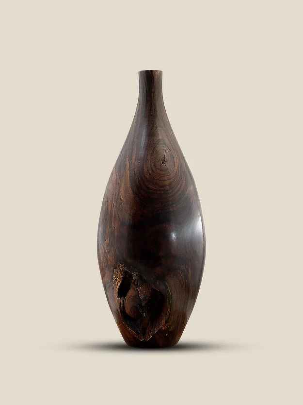 Rosewood Flower Vase Sphere Shaped