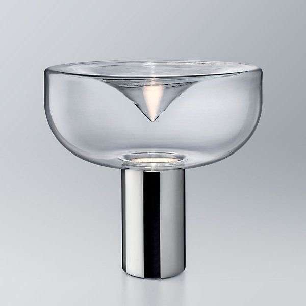 BOWL GLASS NIGHTSTAND LAMP SILVER
