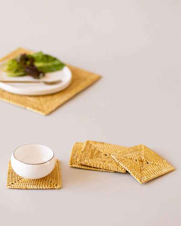 Golden Grass Square Coasters