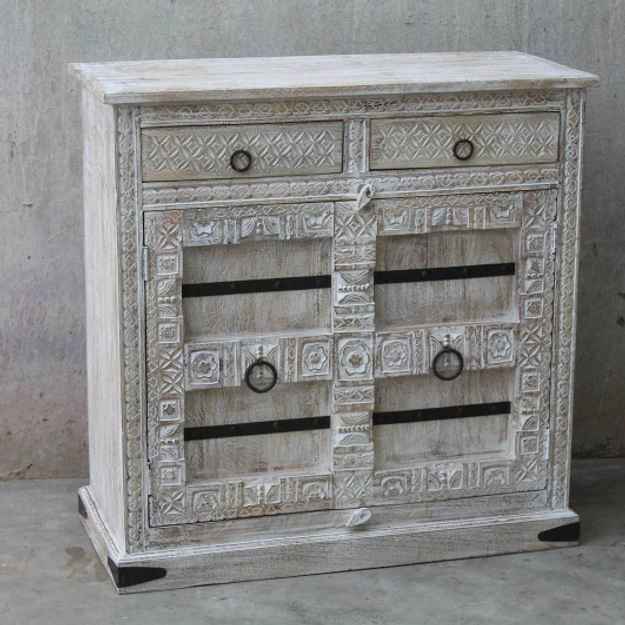 The Jannat Carved Rustic Armoire