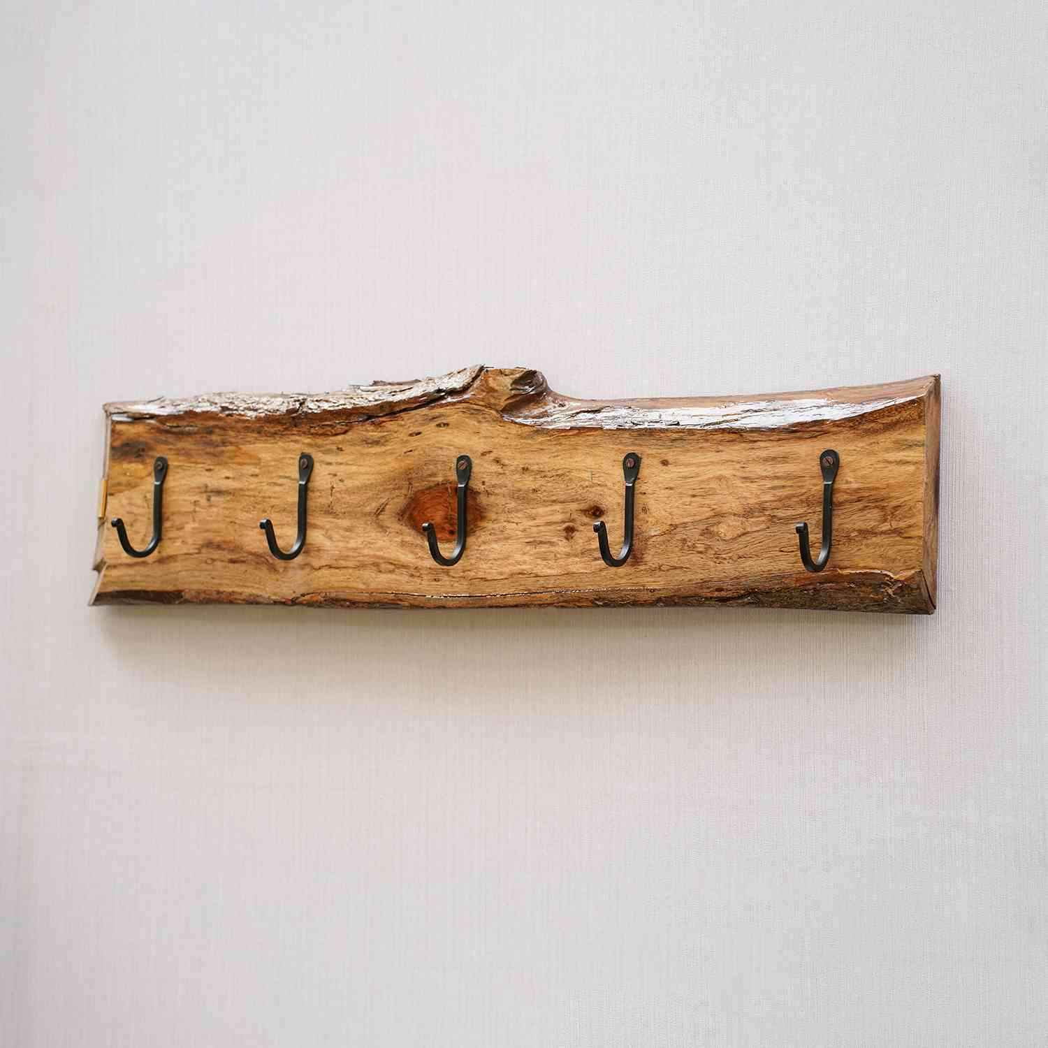 Handcrafted Wall Mounted Wooden Inverted Style Hooks