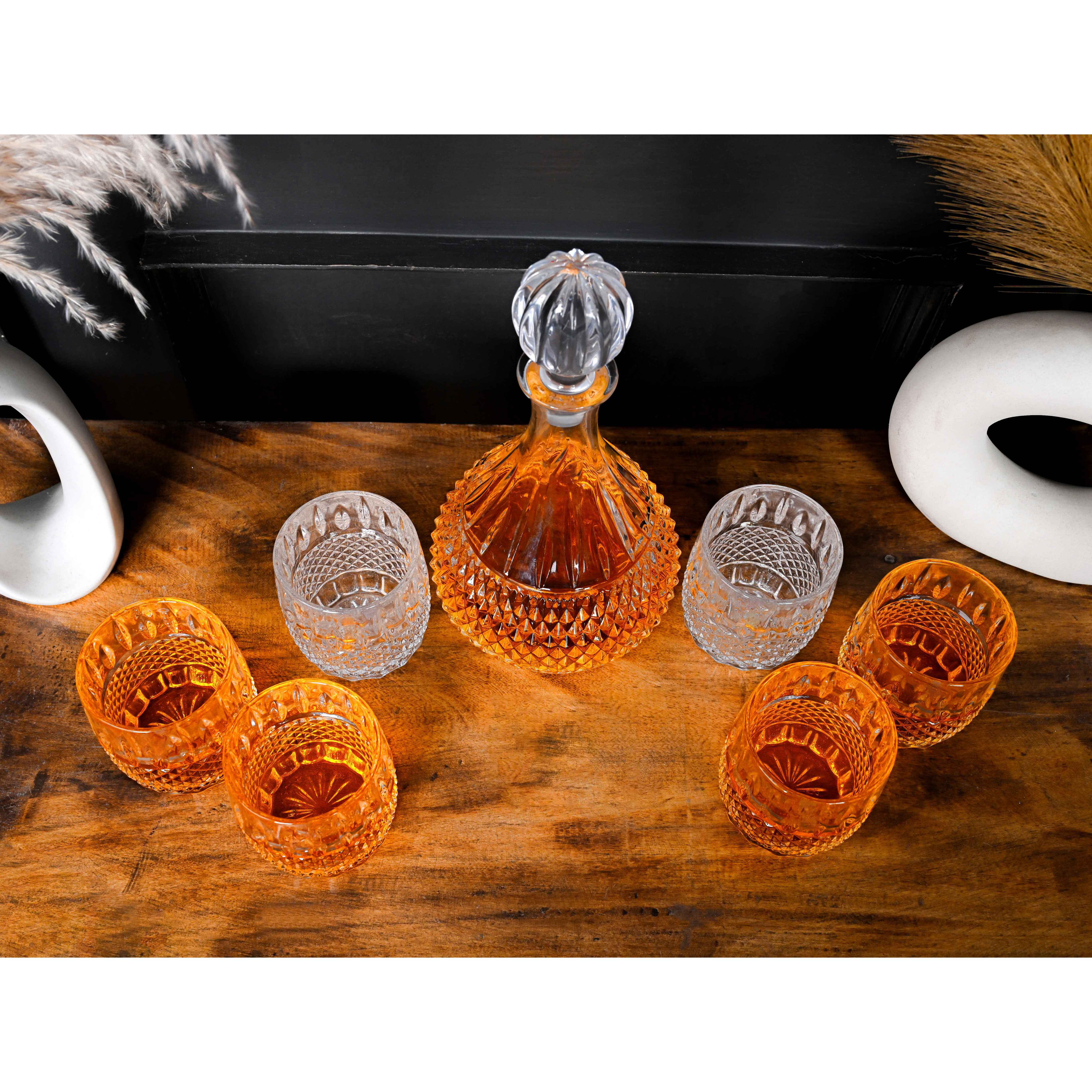 Diamond Whiskey Crystal Decanter Set With Glasses