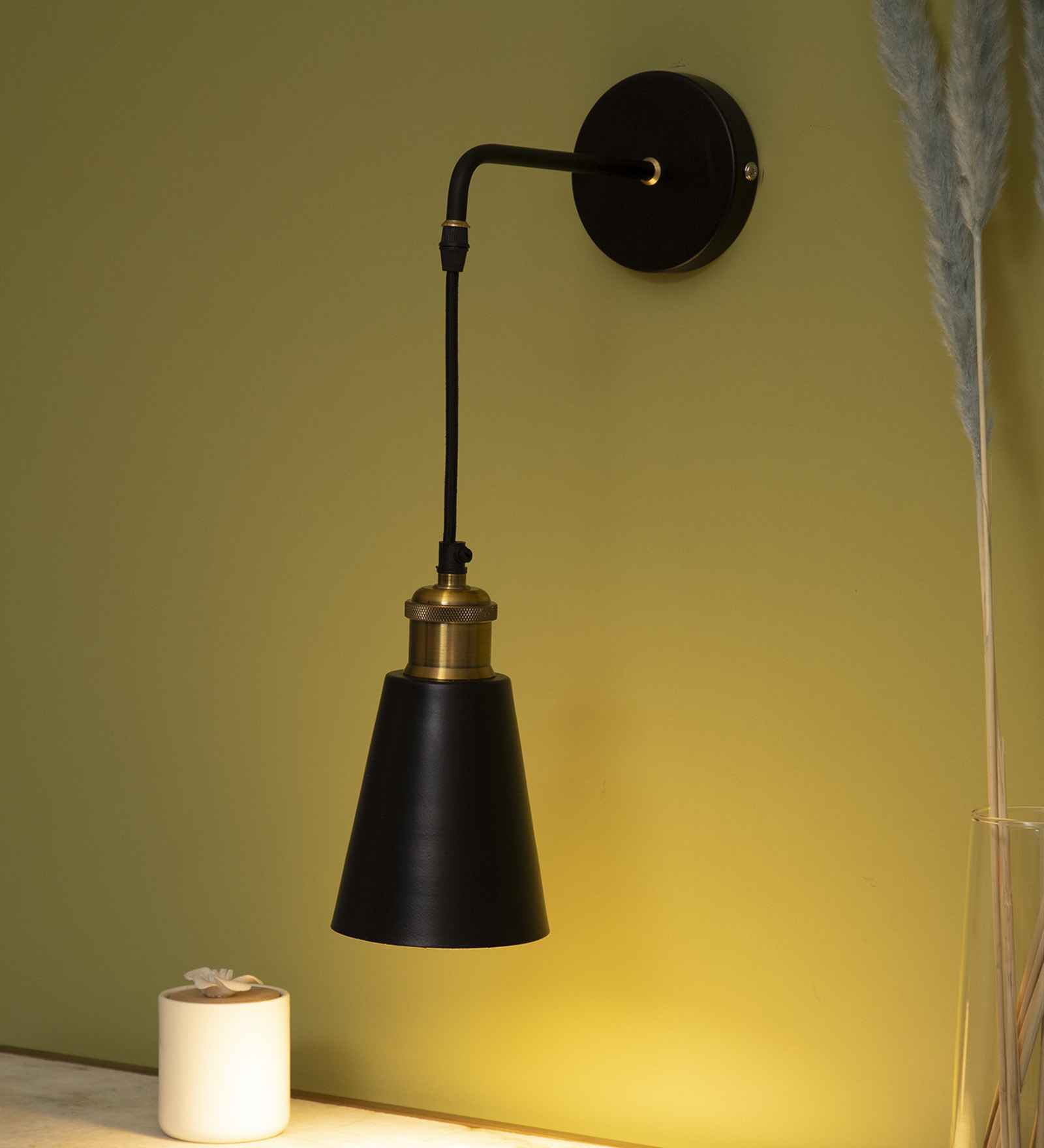 Modern Nordic Wood & Metal Study Lamp With Black Base