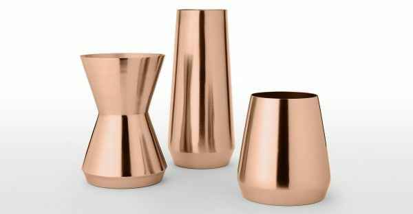Trilogy of Gold Metal Vases
